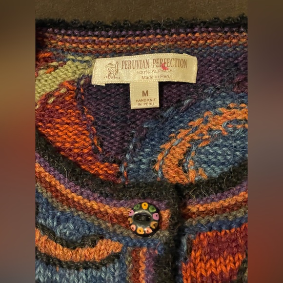 Peruvian Perfection Pure 100% Alpaca Wool Made In Peru Womens M Cardigan Sweater - Picture 5 of 15